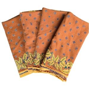 Williams Sonoma Napkins Set of 4 Cotton Rust Yellow Floral Bee Berry 20x20